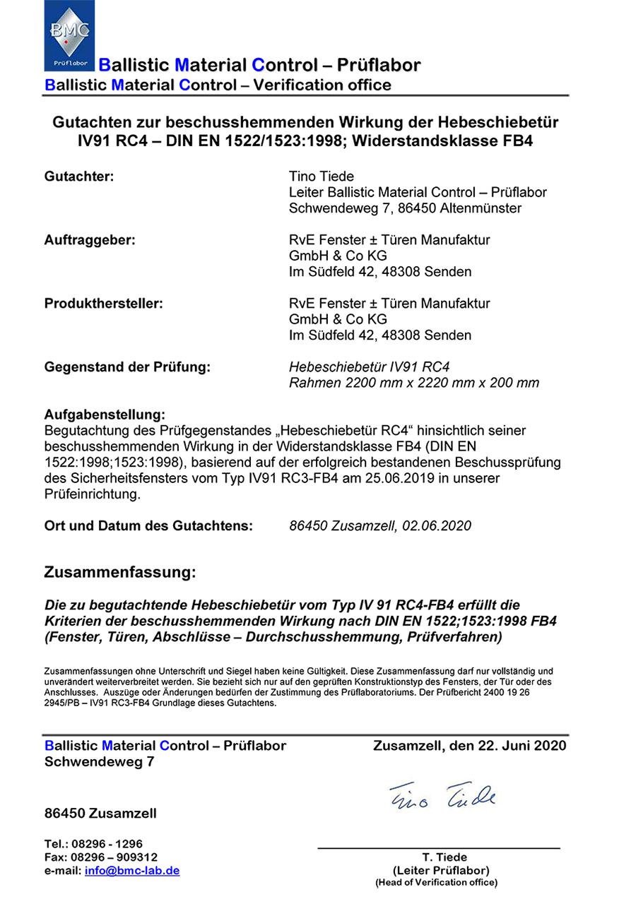 Kurzbericht Hebeschiebe RC4-FB4